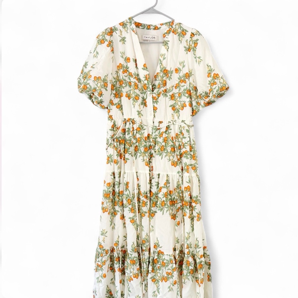 TAYLOR FLORAL ORANGE DRESS